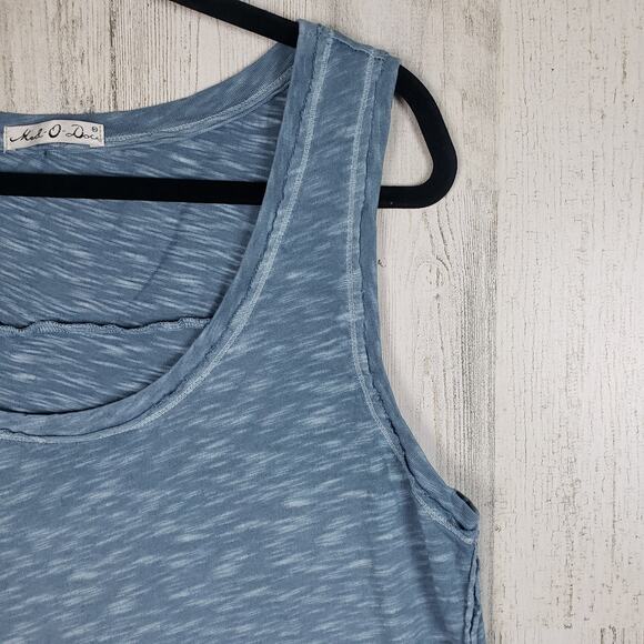 NWOT Mod-O-Doc Blue Distressed Knit Tank Mini Sleeveless Dress Women's - Picture 6 of 12